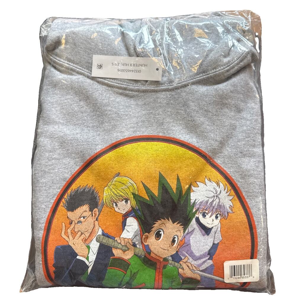 HUNTER X HUNTER Gray Hoodie Mens Small Anime Comic Book Game Cartoon NWT In Bag